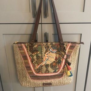 SAKROOTS Owl Woven Handbag